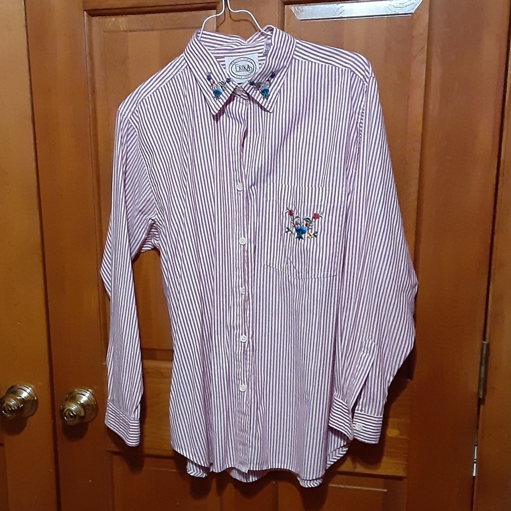 Erika Maison Fondee Vintage Stripe/Embroidered Shirt